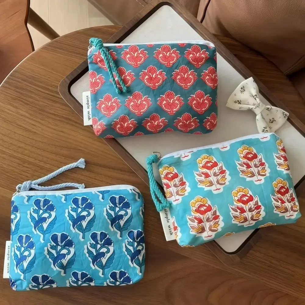sac de serviette hygiénique vintage à la mode, mini porte-monnaie bohème de style indien, sac de voyage en coton à fermeture éclair, rangement pour cosmétiques, écouteurs, etc.