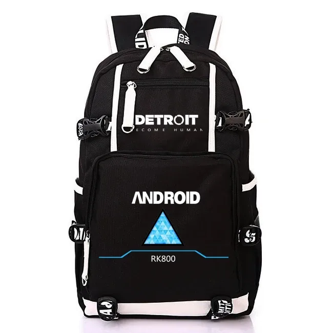 sac à dos usb anime detroit cosplay mochila, sac à dos scolaire, sac à dos pour ordinateur portable, sac lancé, jeu devenu humain