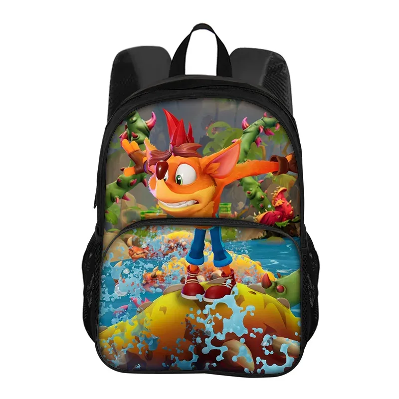 sac à dos rond crash bandicoot imprimé de dessins animés, nouvelle tendance, haute qualité, le meilleur compagnon scolaire pour les étudiants