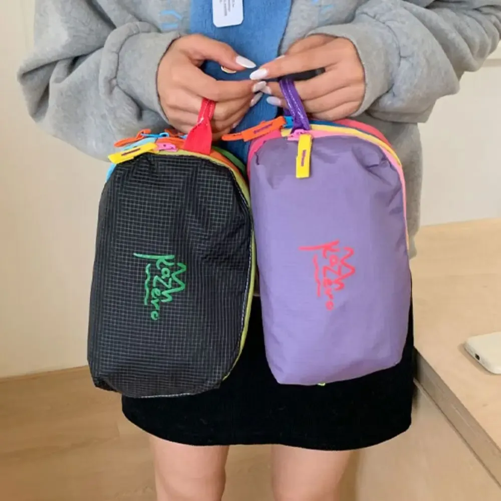 adorable trousse de maquillage multifonctionnelle dopamine, porte-monnaie, trousse de toilette en nylon à fermeture éclair, sac de voyage multi-poches imperméable