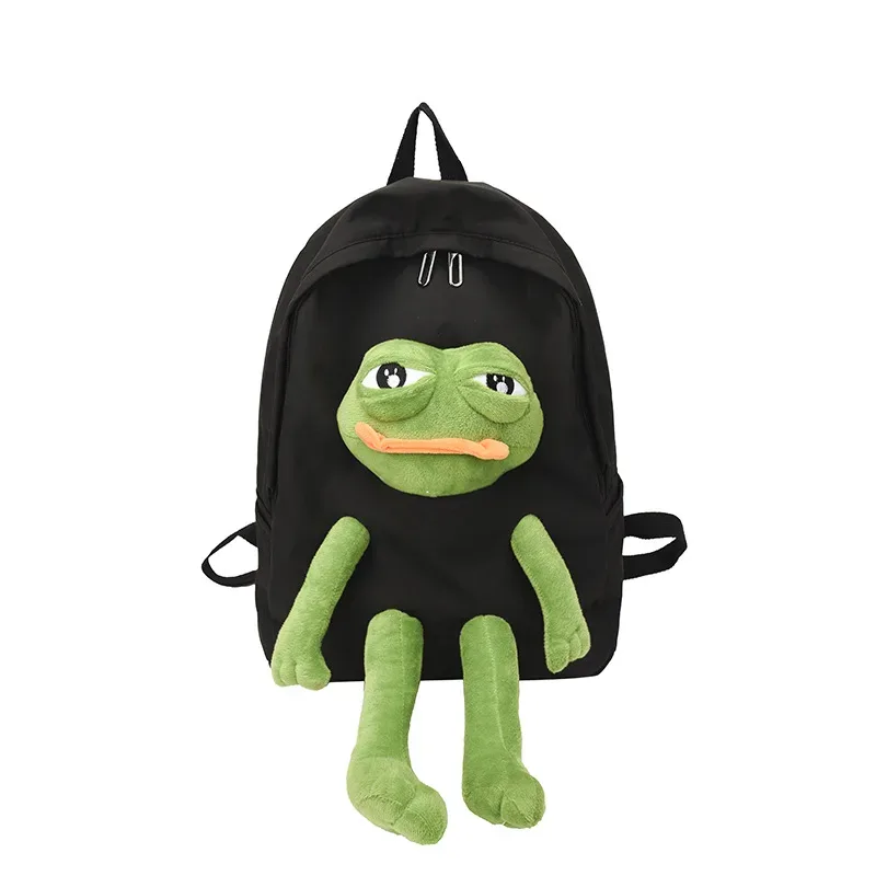 sac à dos léger de grande capacité avec adorable figurine de grenouille pour filles du primaire et du collège, en tissu oxford, décontracté, pour voyage, unisexe