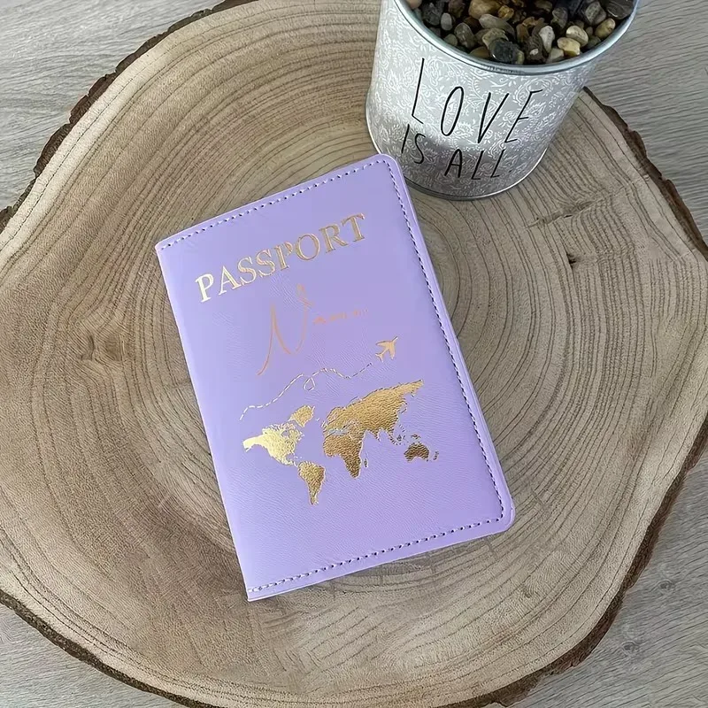 porte-passeport personnalisé avec lettres, étui pour passeport avec carte du monde et texte personnalisé. organisateur de documents portable et mignon multi-usages pour personnalisation diy