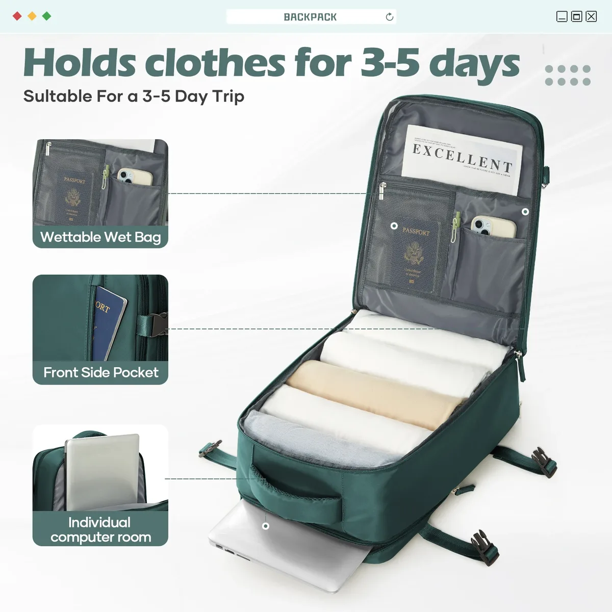 sac à dos 40x30x20 avion, sac à dos de bagage à main de cabine ryanair, sac à dos pour ordinateur portable easyjet pour voyage en avion, sac à dos scolaire