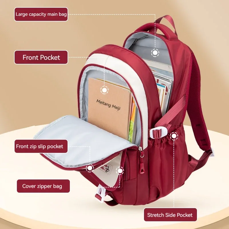 la fille utilise un sac à dos. sac à dos d'étudiant. sac à dos pour collégien. un sac à dos de voyage léger et classique adapté aux jeunes
