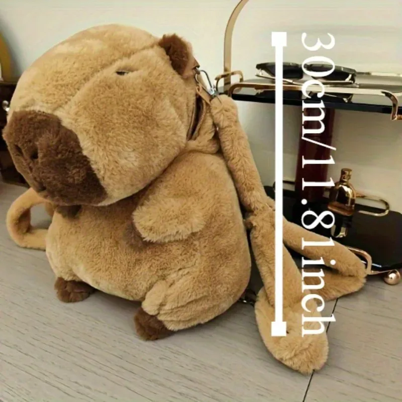 sac à dos en peluche capybara, mignon animal rempli doux marron clair avec rangement multifonctionnel pour les yeux, idéal pour le coussin de canapé, la décoration de la maison