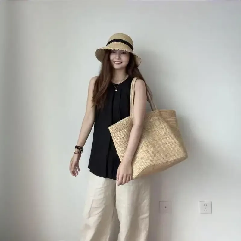 grand sac fourre-tout en rotin tressé à la main 2026 pour femme, sac à main en paille naturelle, sacs à bandoulière de luxe, sac à main d'été