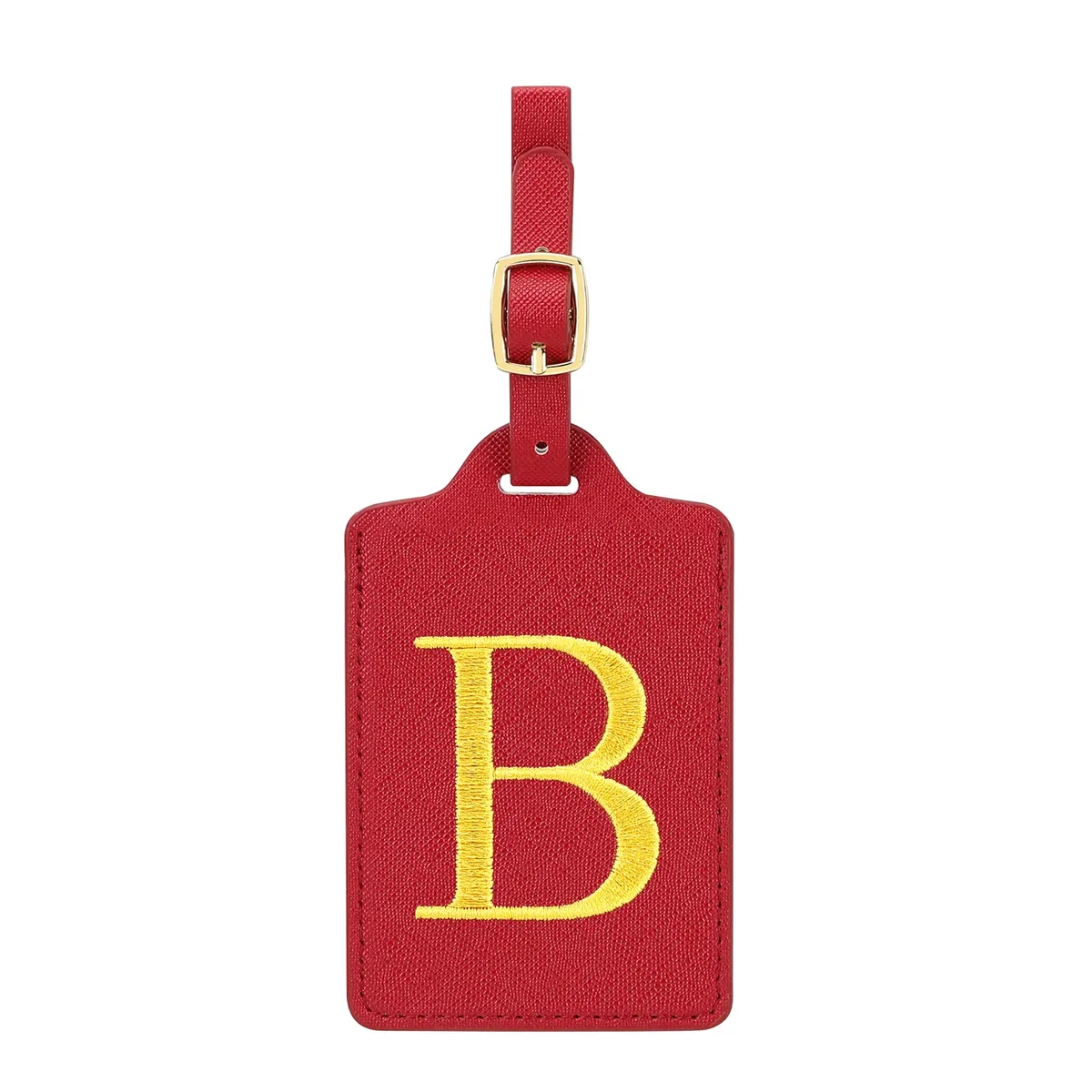 étiquettes de bagage miyin 26 lettres en cuir pu pour valises, protection de la vie privée, accessoires de voyage essentiels, rouge éclatant