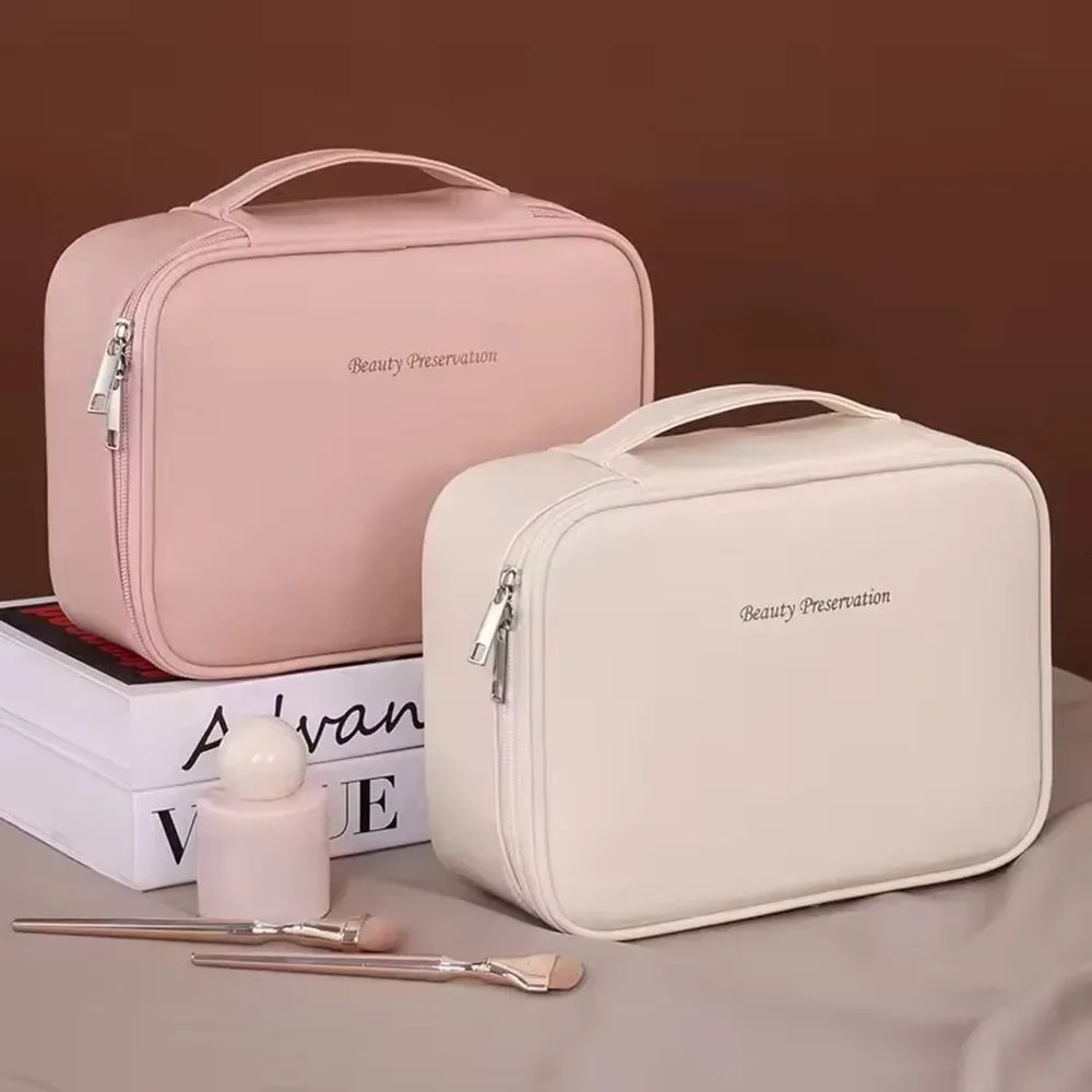 sac à cosmétiques de luxe à double couche, grande capacité, fermeture éclair, sac à maquillage imperméable, organiseur de cosmétiques