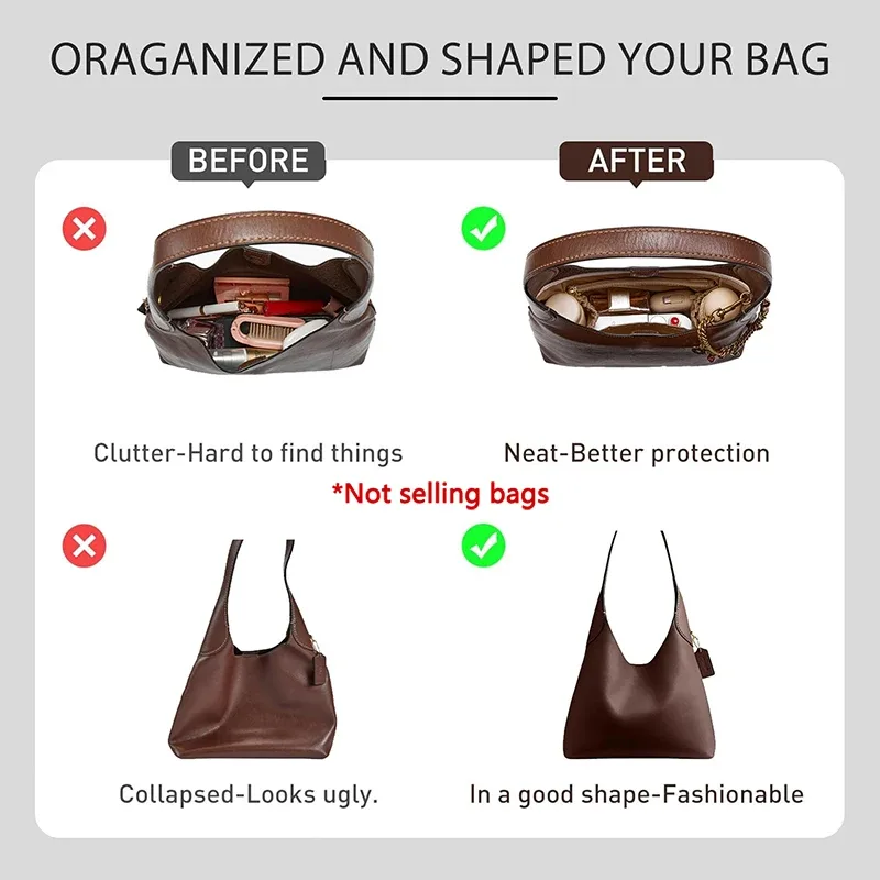 organisateur de sac à main en nylon sur mesure pour brooklyn 28, léger, imperméable, avec poche zippée