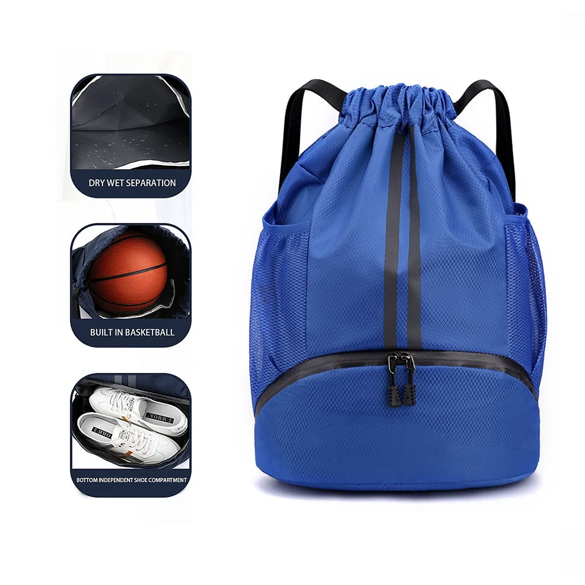 sac de basket-ball, sac de natation, sac de rangement pour femmes à séparation sèche et humide, sac à dos de sport, sac à dos d'entraînement et de fitness à cordon