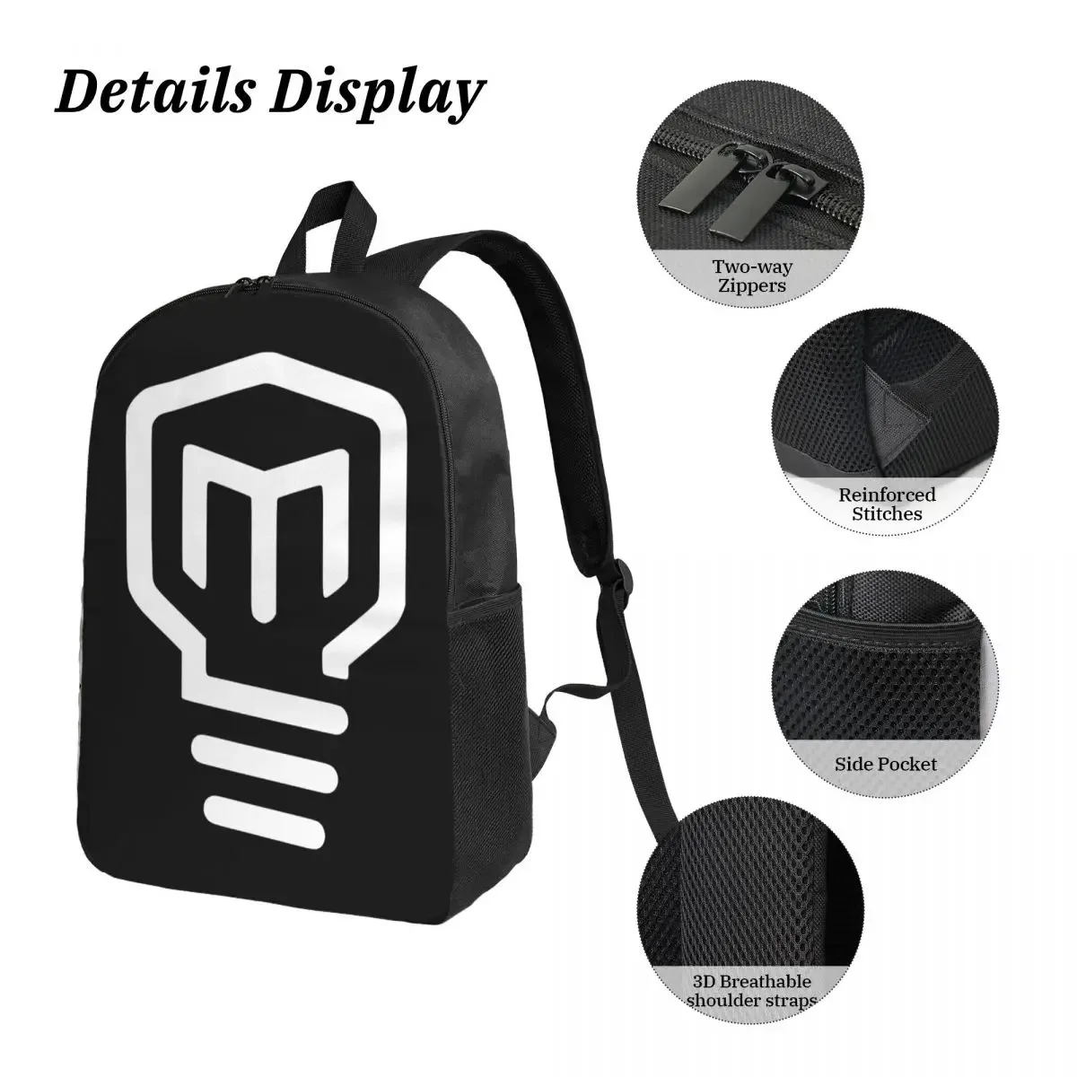 mark rober sac à dos avec logo hd pour étudiants, garçons et filles, sac d'école, sac à bandoulière pour ordinateur portable, 3 pièces, sac à déjeuner isotherme, trousse à crayons