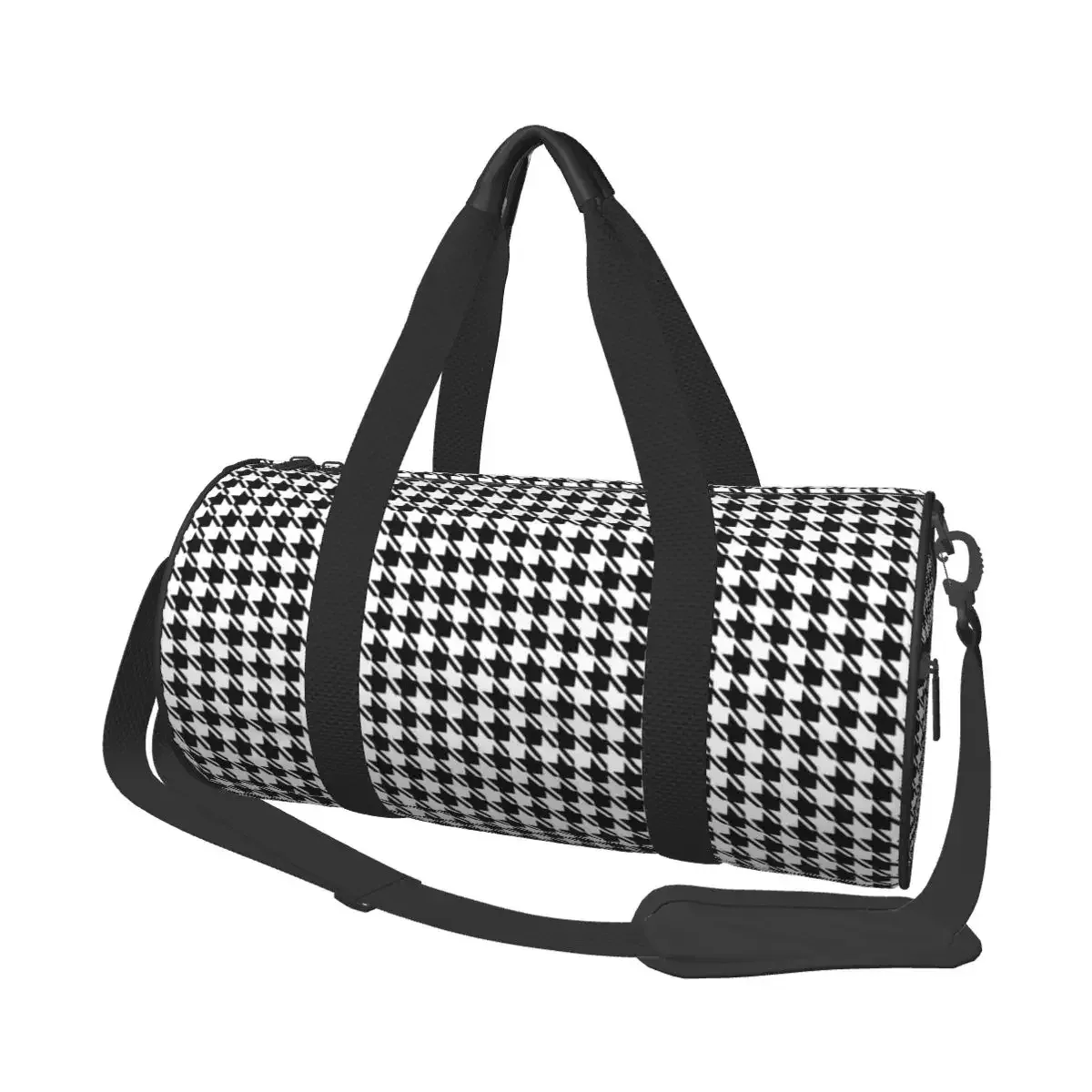grand sac de sport pied-de-poule à motif noir et blanc, sacs de voyage multifonctionnels, sacs à main, sac de fitness