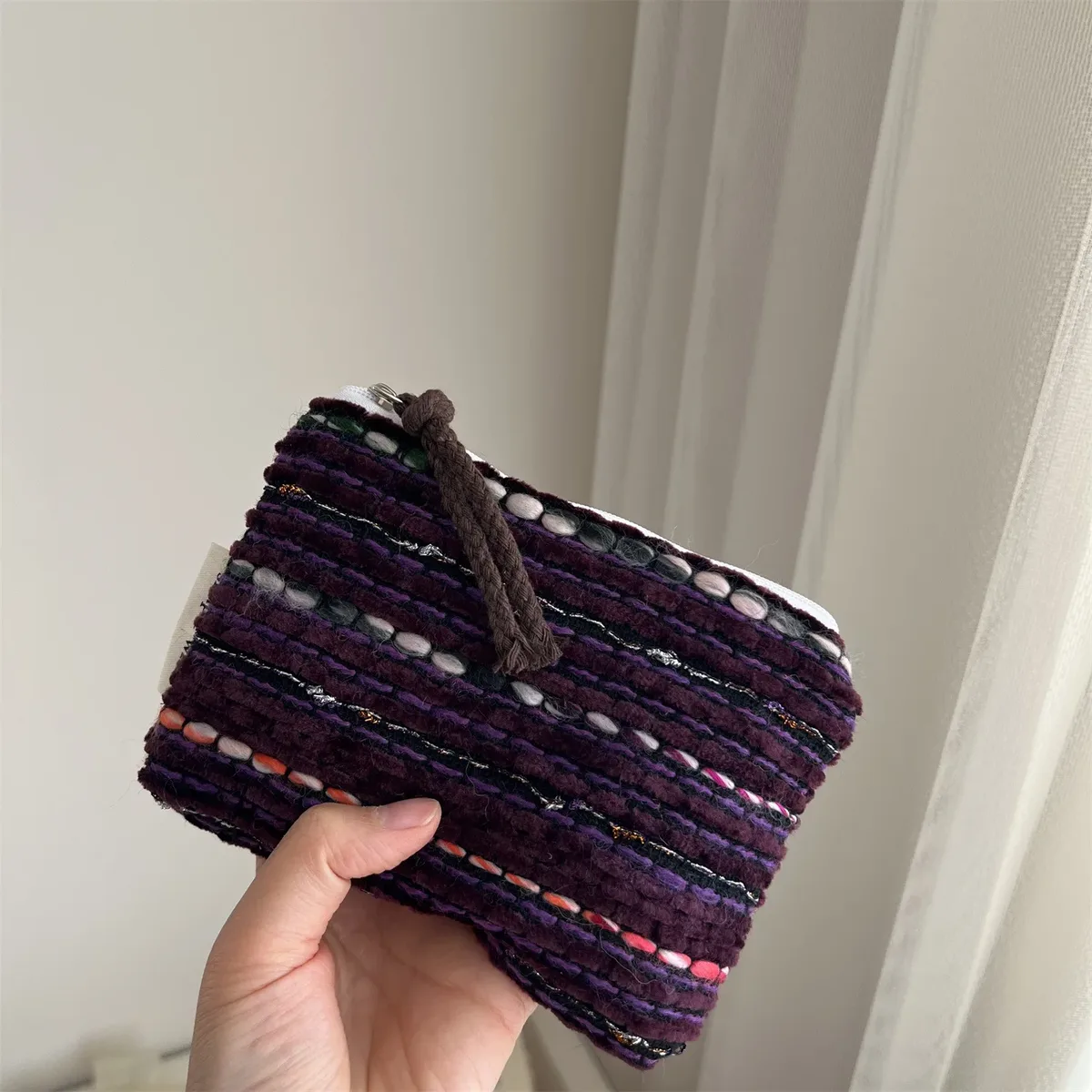 mini sac à cosmétiques rétro à carreaux et rayures, organisateur de maquillage, pochette à cosmétiques élégante, sac de rangement polyvalent d'hiver pour femmes