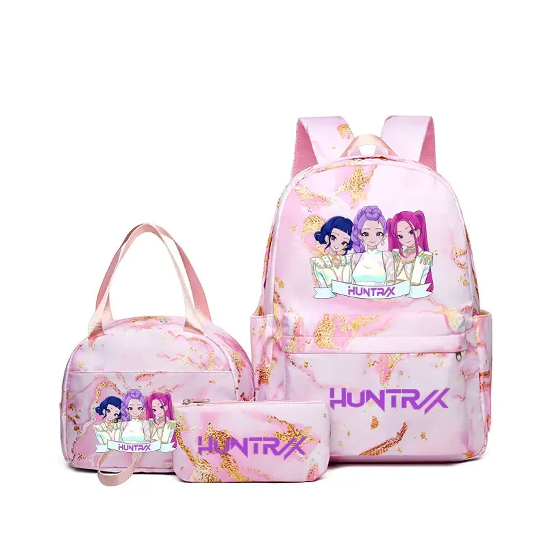 sacs à dos kpop demon hunters avec sacs à déjeuner, sacs d'école légers pour étudiants et adolescents, sac de voyage décontracté pour femmes, 3 pièces/ensembles
