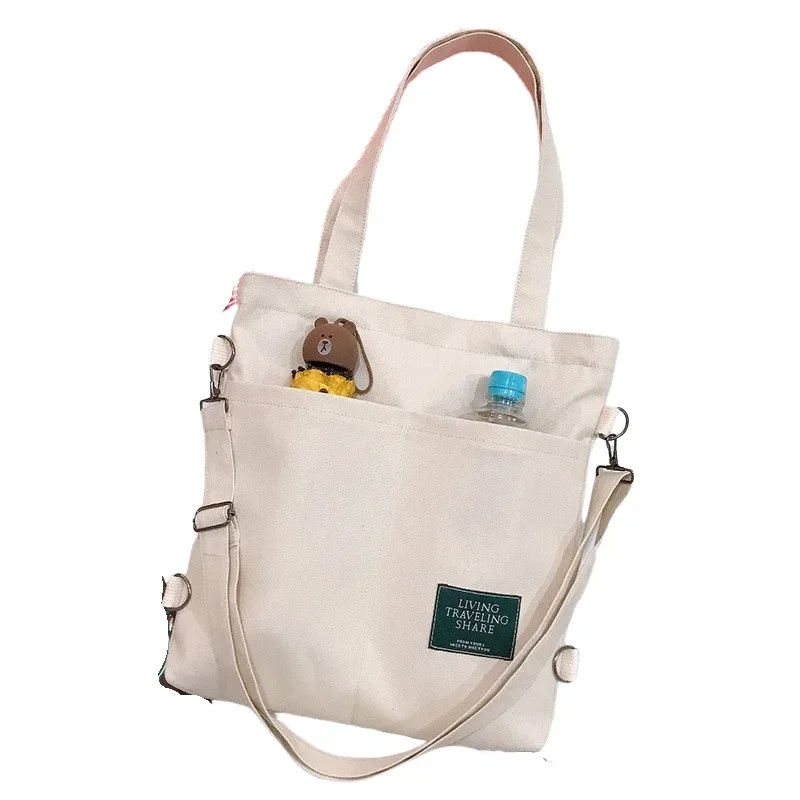 Sac en toile multi-usage pour femme, version coréenne, sac à bandoulière, sac à dos tendance pour l'université, sac en toile pour cours et tutoriels.
