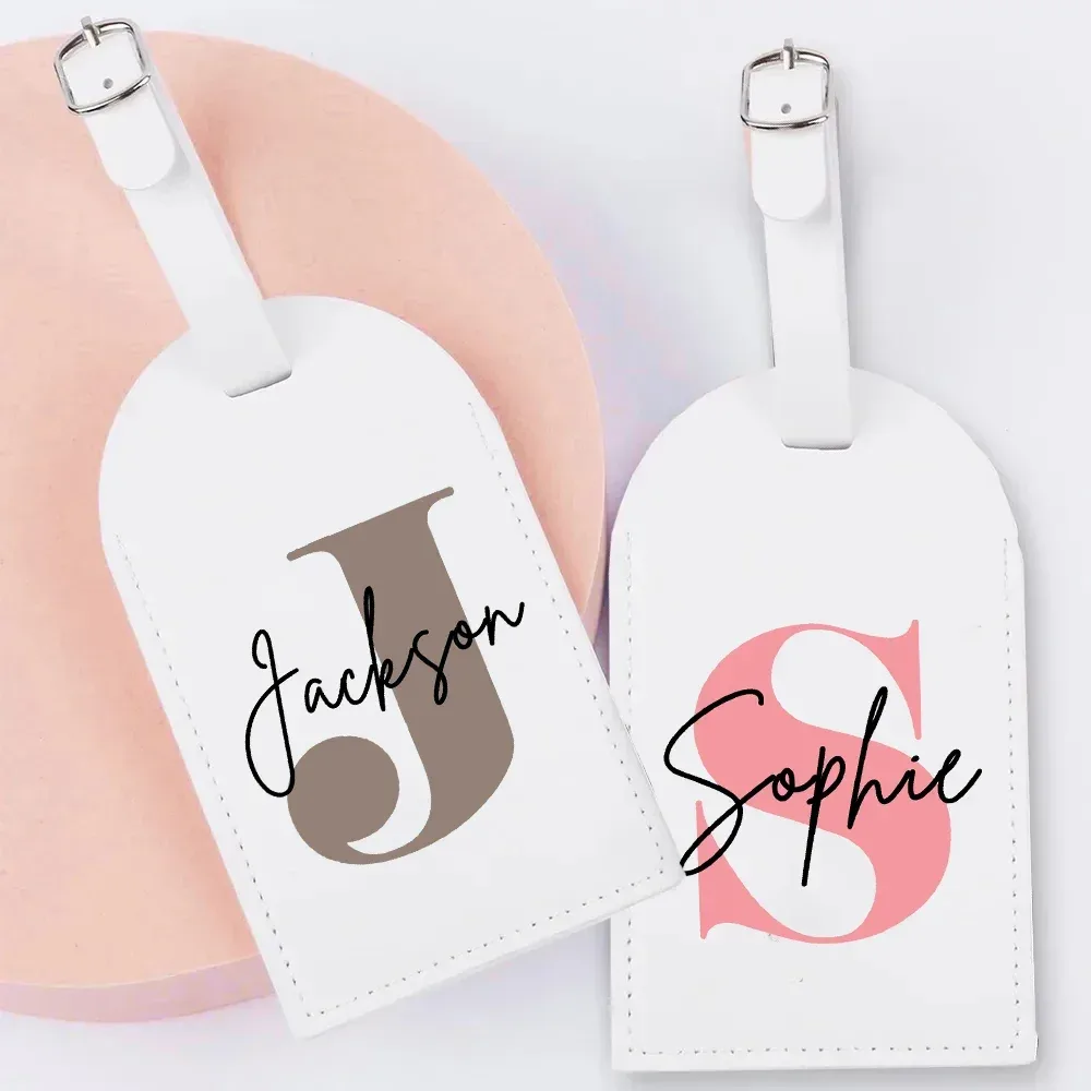 étiquette de bagage monogramme personnalisée en pu, initiale avec nom en cuir pour valise, bagages, sac à main, étiquette de sac de voyage, meilleurs cadeaux