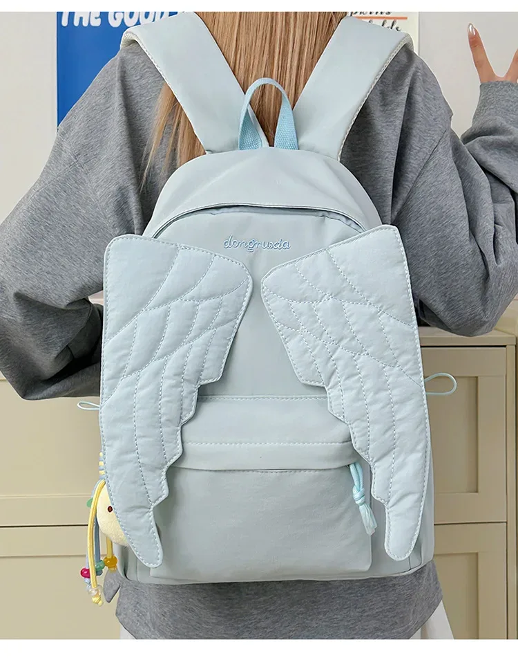 sac à dos pour femmes avec ailes d'ange, sac à dos en toile polyvalent pour filles, sac de voyage d'extérieur de grande capacité
