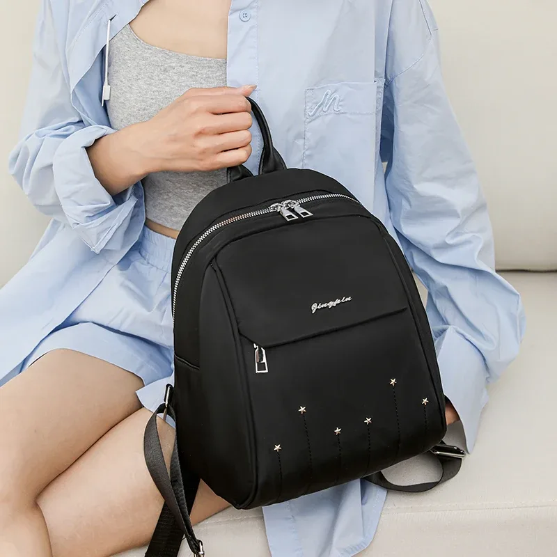Sac à Dos en Nylon Décontracté avec Sangle Réglable, Grande Capacité, Sacs de Voyage de Rue, Sacs d'École Portables pour Étudiants, Vert, Nouveau