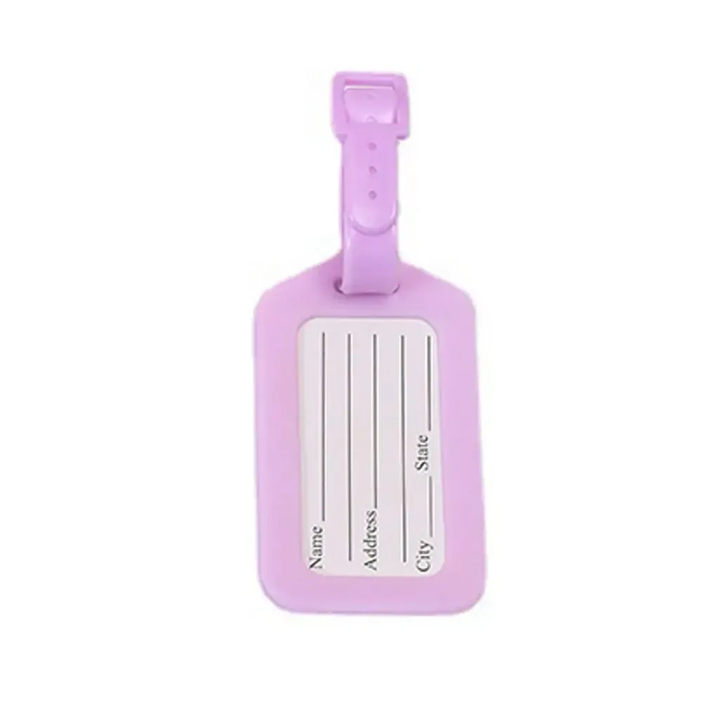 étiquette de bagage couleur macaron, étiquette de valise en pvc couleur unie, carte d'information en forme de bagage, carte d'embarquement pour femmes