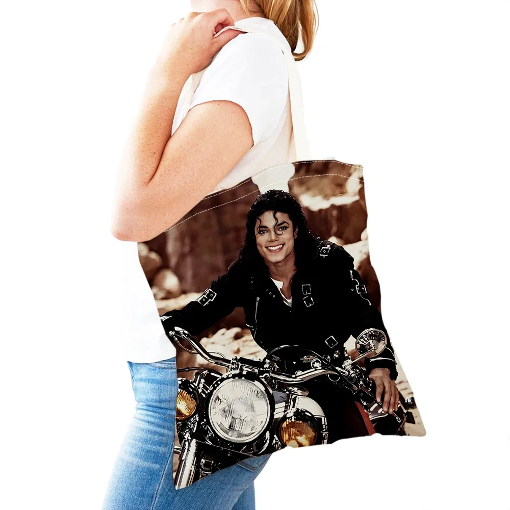 michael jackson – sac de shopping pour femmes, double impression, sacs de shopping super star lady, sac à main design, sac fourre-tout écologique, portable et pratique