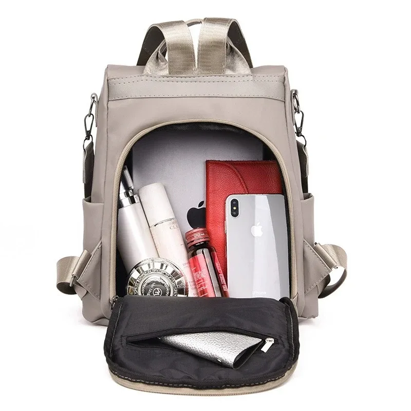 sac à dos de luxe pour femmes, sac d'école décontracté noir/kaki/rose rouge pour filles, sac à bandoulière de voyage à sangle détachable