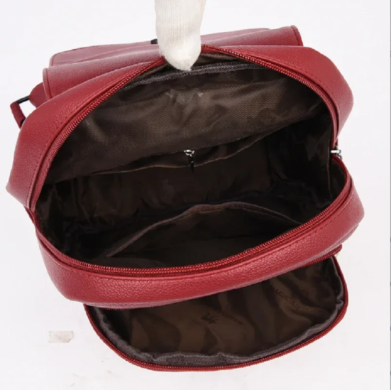 nouveau créateur de mode coréen pour femmes sac à dos en cuir souple grande capacité double sacs à bandoulière sac d'école sacs à dos de voyage décontractés