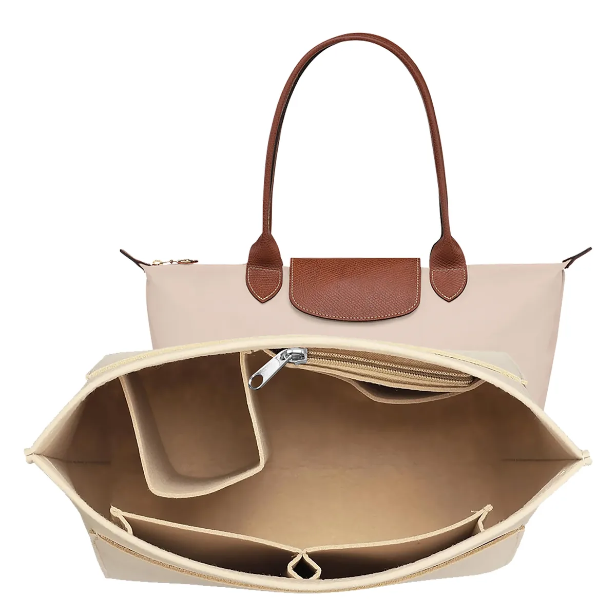 sac d'insertion en feutre pour sac à main longchamp, organisateur de sac en tissu feutré, support de maquillage, sac de voyage portable