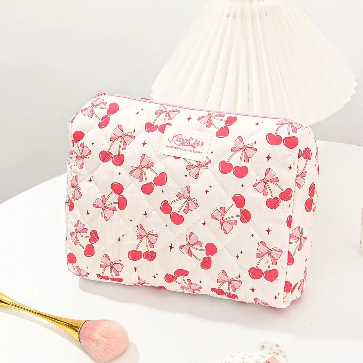 cutecherry trousse de maquillage organisateur de cosmétiques de mode avec fermeture éclair pochette de maquillage de dame de mode pochette de toilette de voyage portable pour les femmes