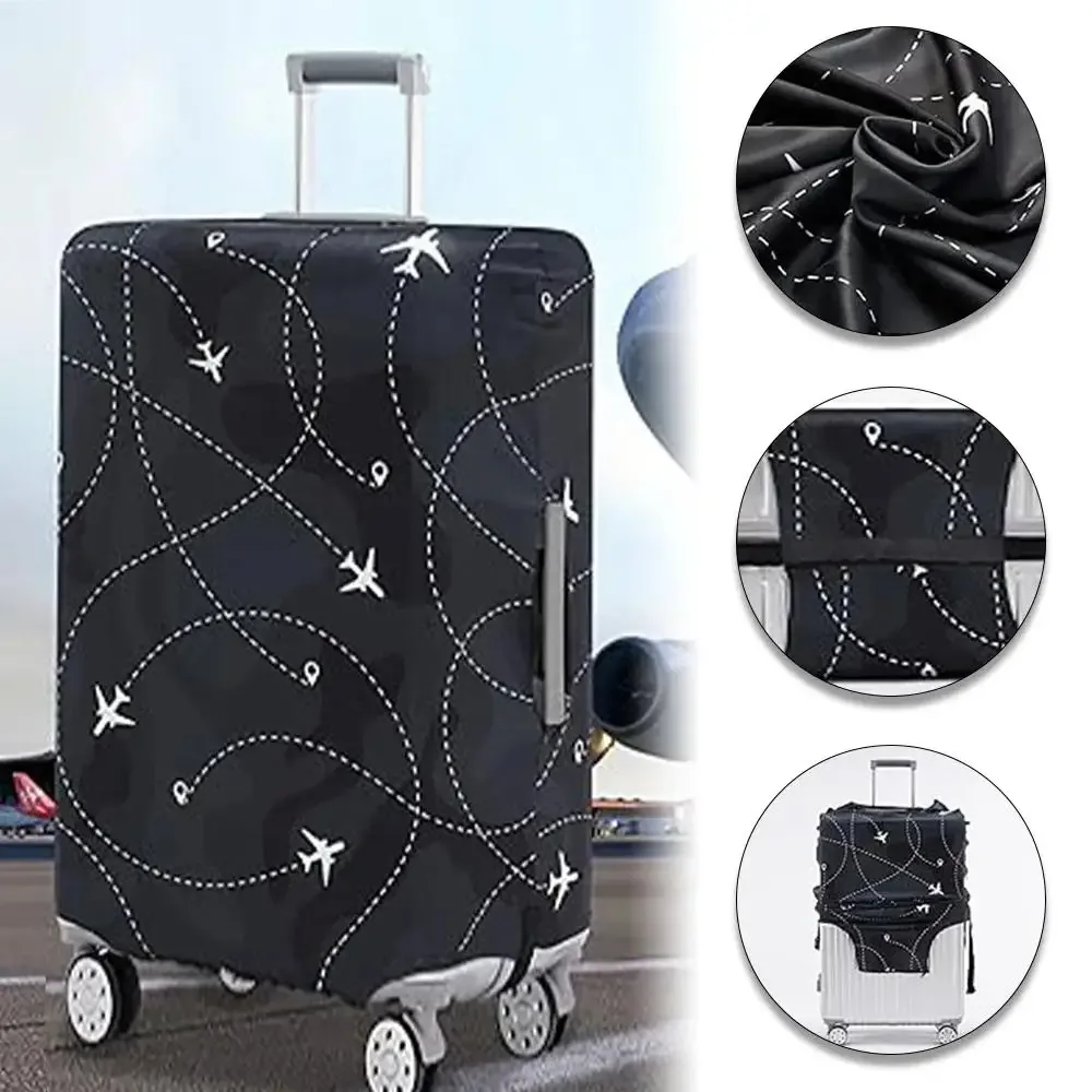 cette housse de valise extensible s'adapte aux valises de 18 à 32 pouces et présente un motif de lettres a-z blanches imprimé sur la surface.