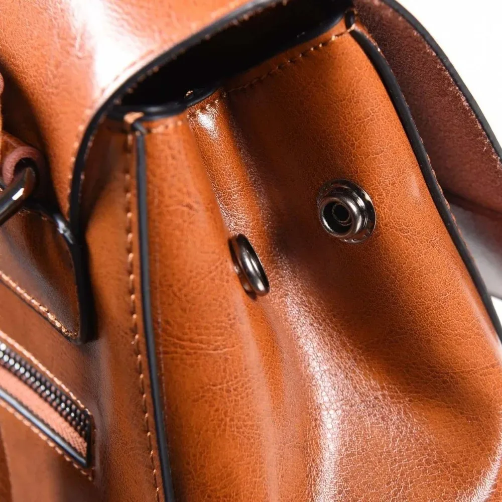 sac à dos rétro en cuir pour femmes, grande capacité, boucle magnétique, sac à dos imperméable multi-poches, sac de voyage antivol