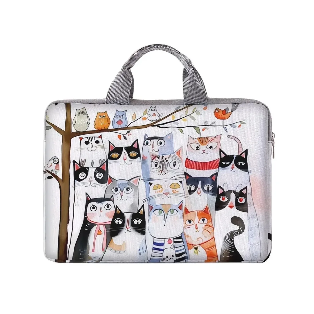 ensemble 1 pièce, sac pour ordinateur portable avec motif de chat imprimé sur elle, porte-documents, adapté aux ordinateurs portables de 14 pouces, sac fixe pour ordinateur portable