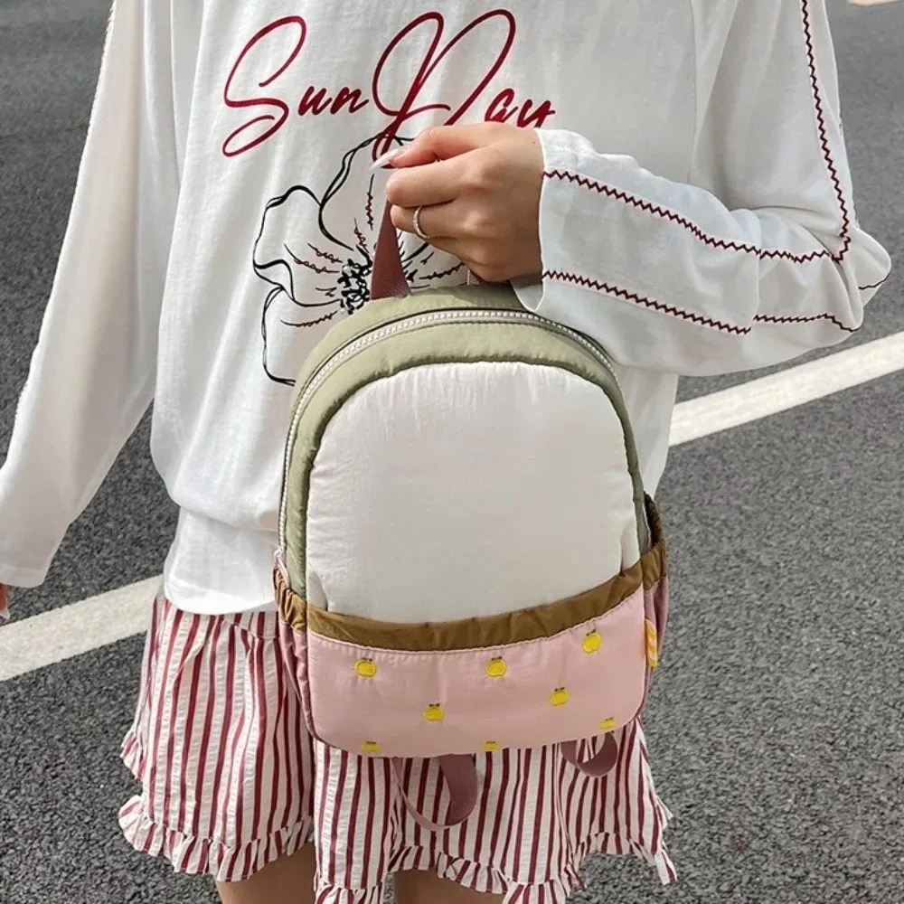 sac à dos portable en nylon pour enfants, broderie fruits, dessin animé, sac de jour, double épaule, multicolore, pour étudiants et écoliers