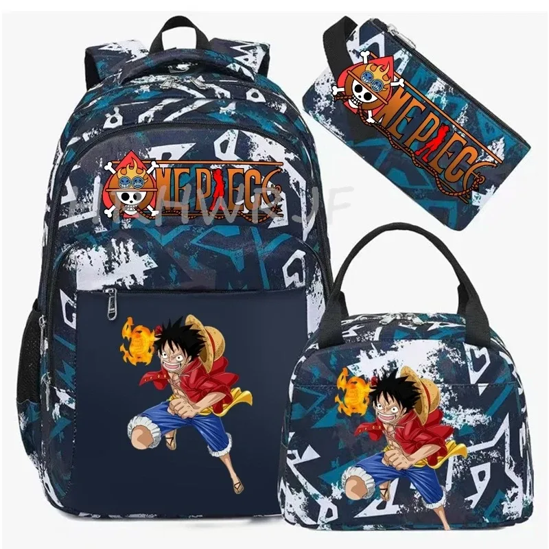 sac à dos one piece monkey d luffy 3 pièces camouflage pour adolescents, sacs d'école pour ordinateur portable, collégiens/lycéens, sacs de voyage en plein air, mochilas