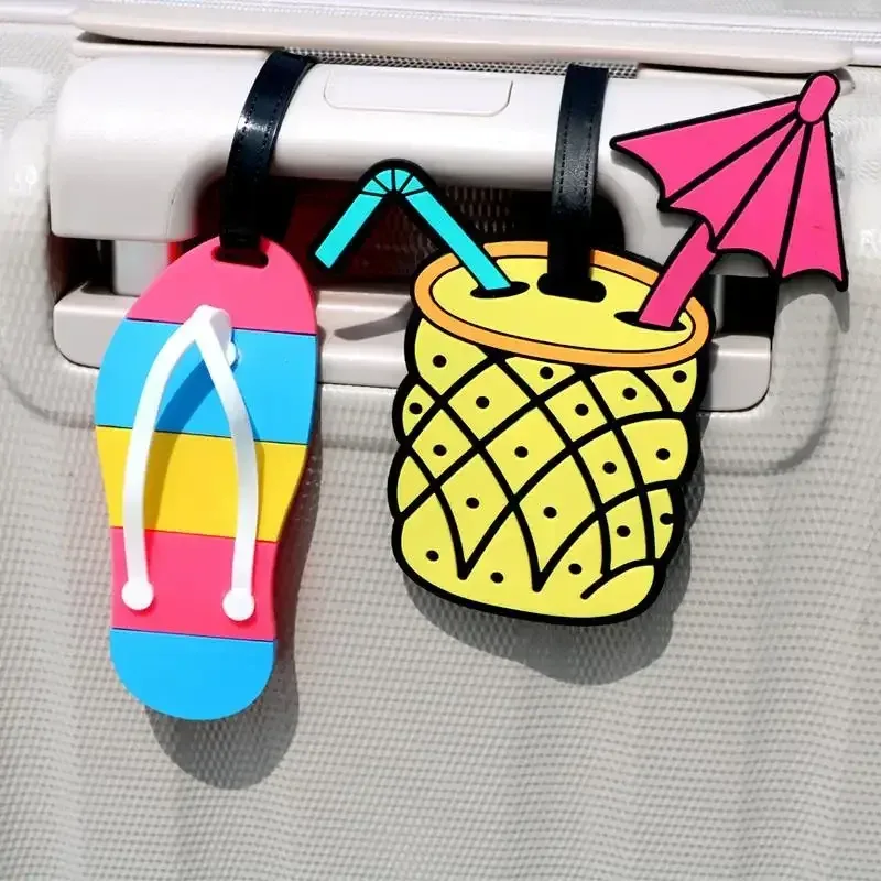 étiquette d'identification de valise anti-perte en silicone, motif de fruits de dessin animé, étiquettes d'ide