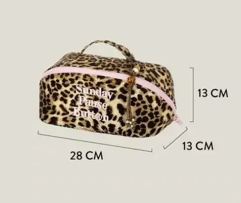 nouvelle trousse de maquillage léopard grande capacité pour femme, sac de voyage tendance, trousse de toilette à fermeture éclair, sac de rangement cosmétique pour femme