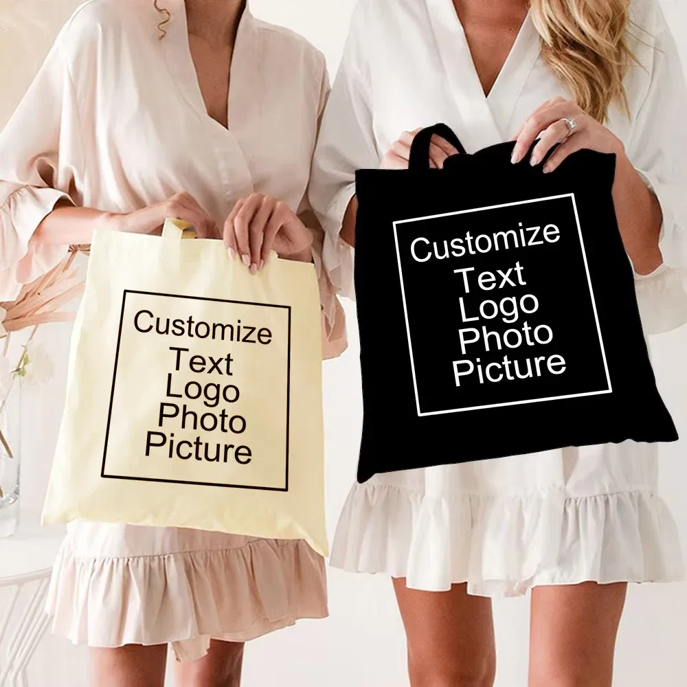 Ajouter votre Logo sac fourre-tout en toile personnalisable grands sacs à main de créateur pour femmes sacs à provisions pour l'épicerie tissu de shopping