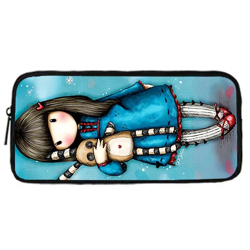 gorjuss santoro sacs à crayons pour enfant, sacs à crayons d'école pour enfants cerveau de dessin animé pour filles, grande et simple trousse à crayons pour enfants