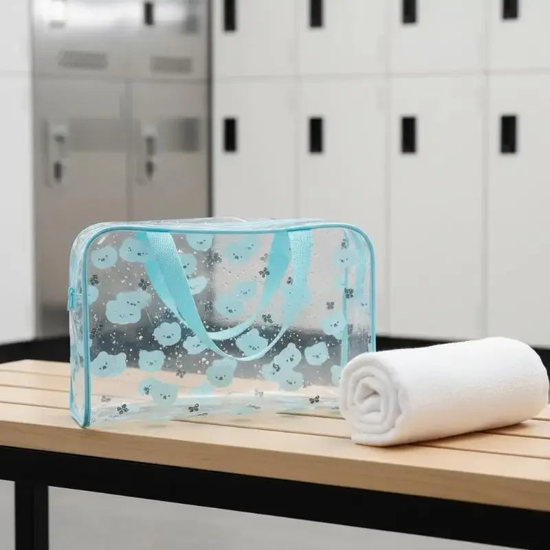 1 sac à cosmétiques imprimé en pvc, sac de rangement portable pour cosmétiques, sac à cosmétiques de voyage transparent de grande capacité