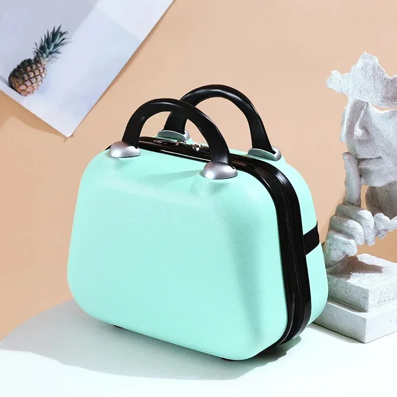 sac de maquillage de voyage pour femmes de 14 pouces, mini valise compacte en plastique abs, design uni, idéal pour un usage personnel