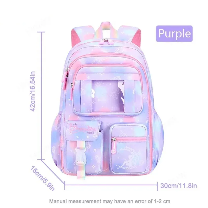 sac à dos à ouverture latérale pour enfants, sacs d'école à la mode pour filles, princesse rose, étanche, grande capacité pour étudiants