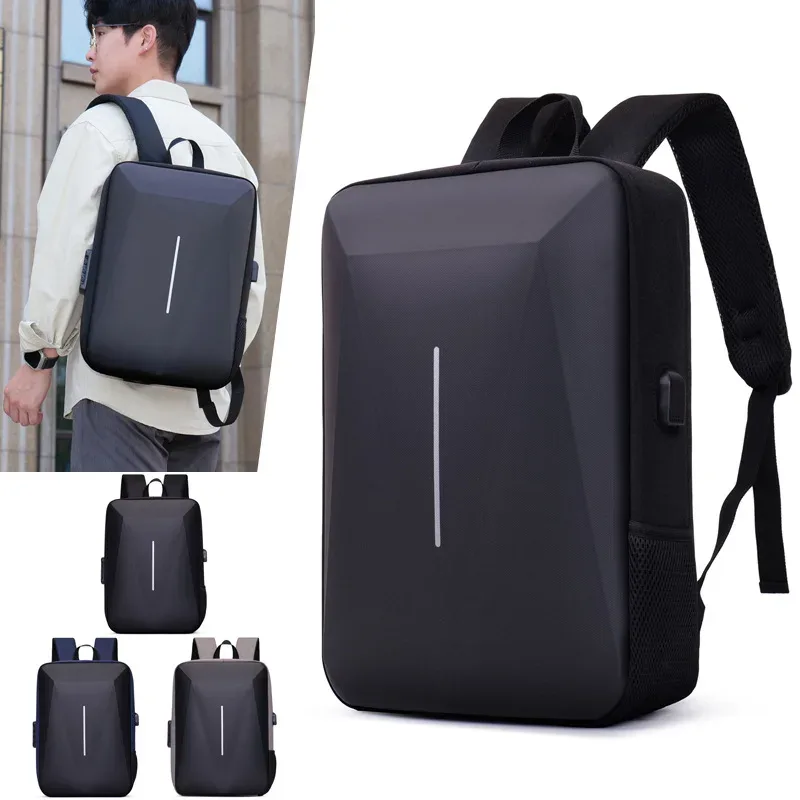 Sac à dos d'ordinateur à coque rigide USB pour hommes, cartable à la mode pour lycéens, étudiants, grande capacité, sac à dos d'affaires