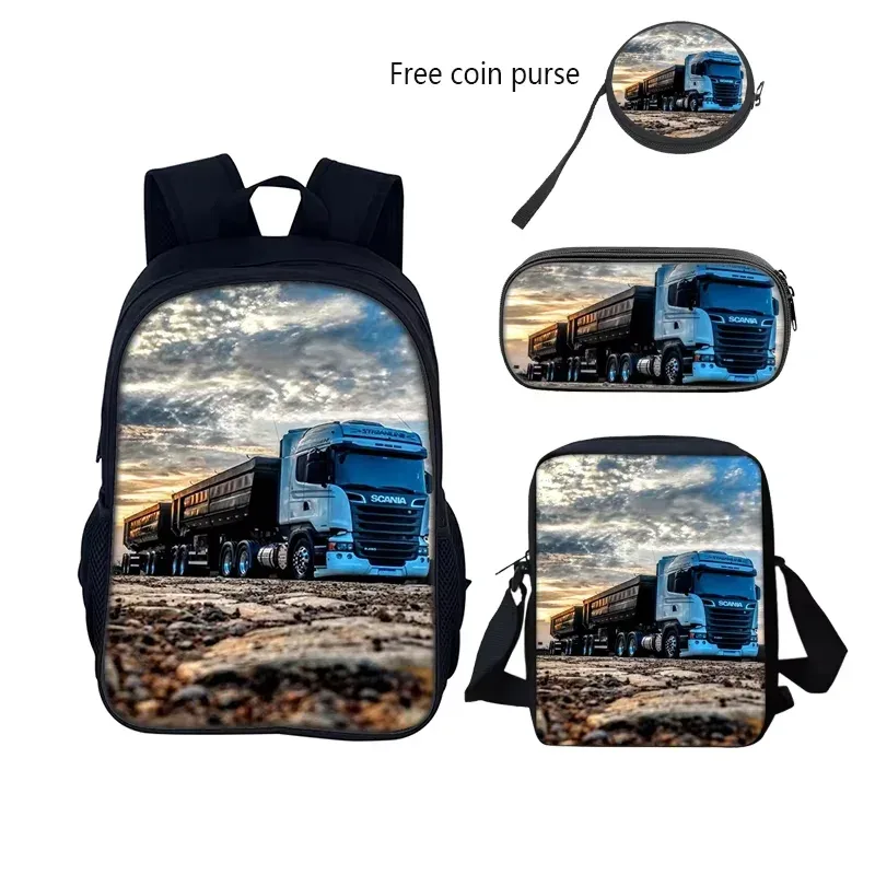 scania-sac à dos durable pour l'école, étui à crayons, livre d'ordinateur, cadeau d'anniversaire pour enfant, ensemble de 3 pièces, 40cm/15.7 pouces