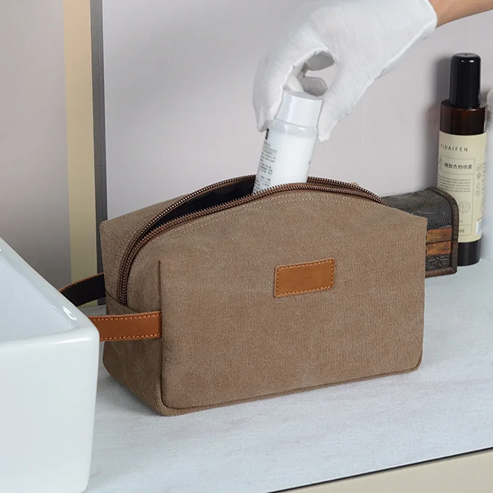 trousse de toilette multifonctionnelle en toile avec logo personnalisé, sac de voyage pour hommes, trousse de rasage suspendue, trousse de toilette pour hommes