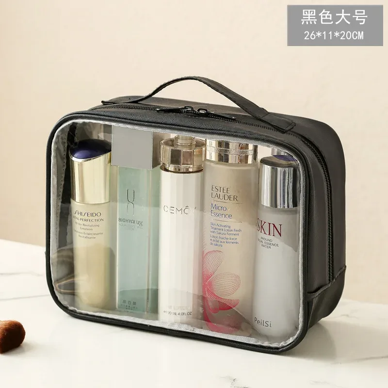 sac cosmétique transparent pour femmes, organiseur de maquillage en pvc transparent avec fermeture éclair, étui de rangement portable pour articles de toilette de voyage