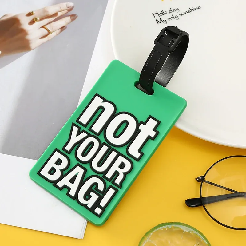1 pièce étiquette de bagage géométrique en silicone pvc souple, porte-adresse d'identification pour valise, accessoire de voyage