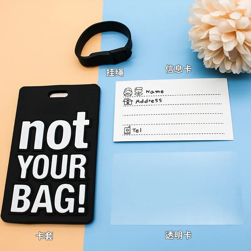 étiquettes de bagage en silicone portable, étiquette de valise, style dessin animé, lettre créative, accessoires de voyage mignons, pas votre sac, mode