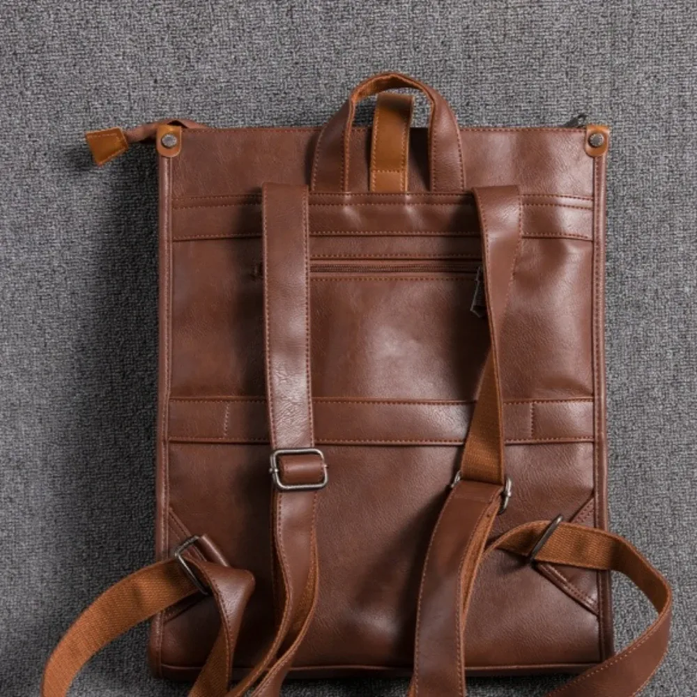 nouveau sac à dos pour homme de style japonais en cuir pu, grande capacité, rétro, carré, sac d'étudiant, sac à dos tendance pour jeunes, sac à dos pour ordinateur