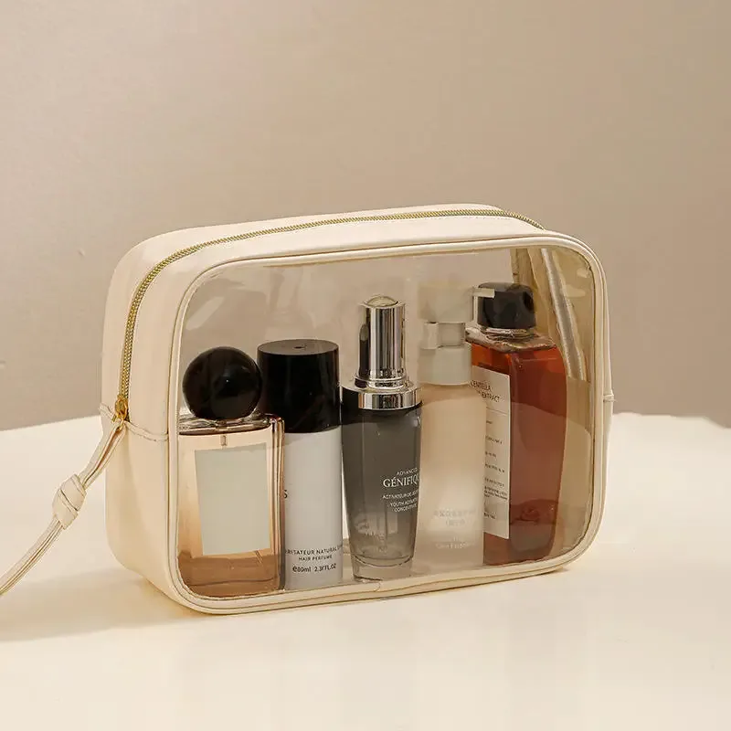 trousse de maquillage portable, grande capacité, pinceaux de maquillage, rouge à lèvres, poudre, rangement de cosmétiques de voyage, trousse de toilette, étanche, transparente