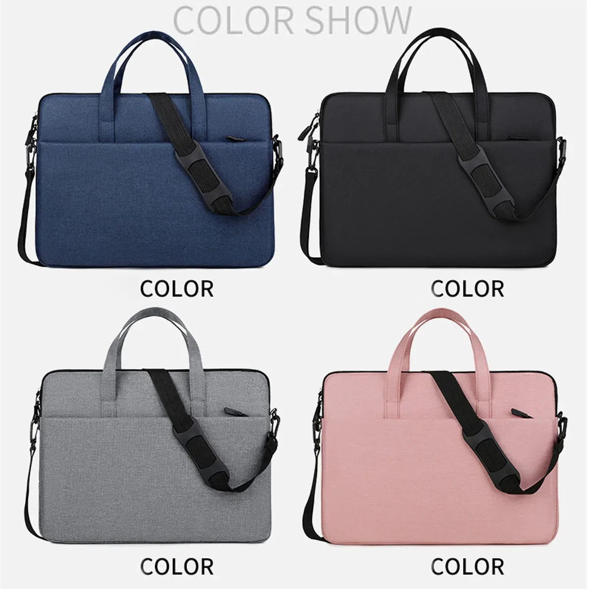 sac pour ordinateur portable léger et antichoc, imperméable, multi-poches, à porter à la main ou en bandoulière, avec sangle détachable, idéal pour le travail