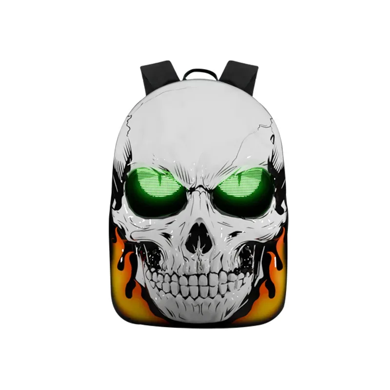 sac à dos led 3d à coque rigide pour moto avec yeux programmables, contrôle par application, étanche, sac à dos de motard pour les voyages et la conduite